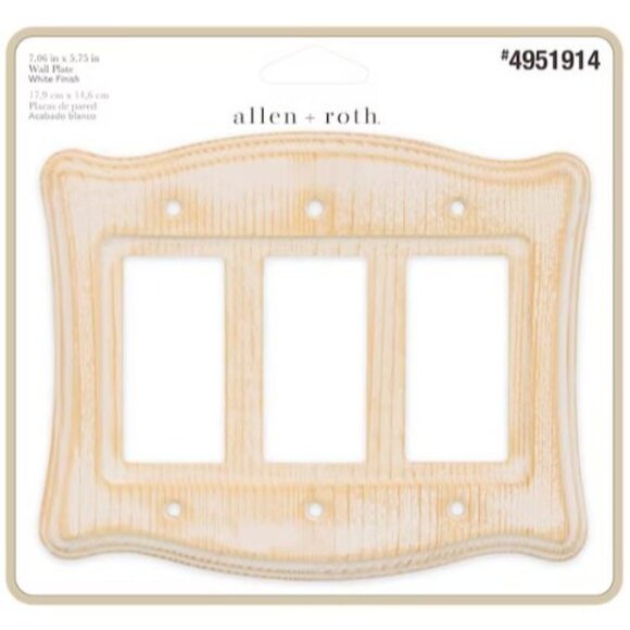 Allen + Roth 3-Gang Wall Plate Distressed White Wood Rustic Farmhouse - Picture 6 of 6